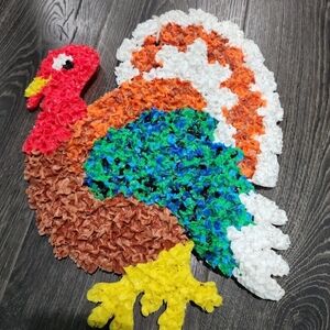 Vintage Melted Popcorn Plastic Decoration Thanksgiving Turkey Holiday Fall Decor